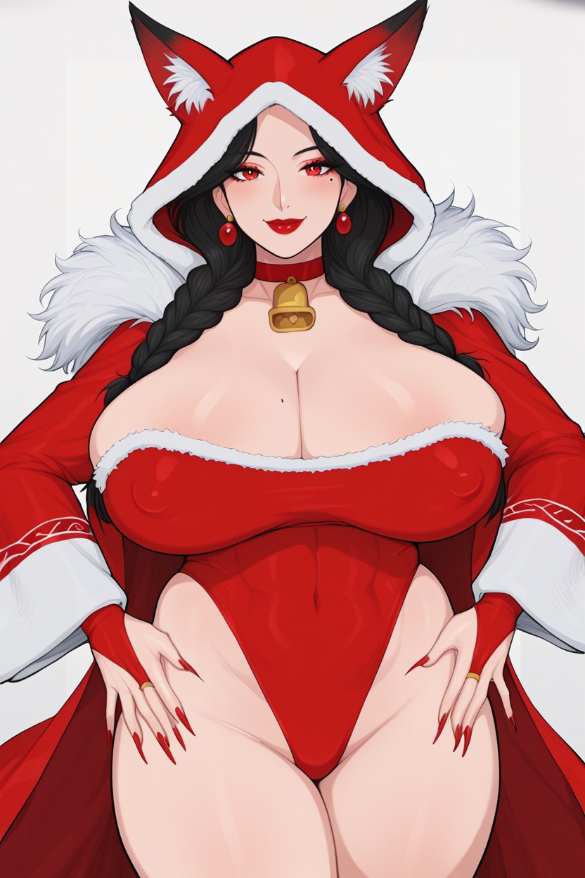 Red Leotard, Bridal Gauntlets, Long Fox Ears Hentai AI Porn