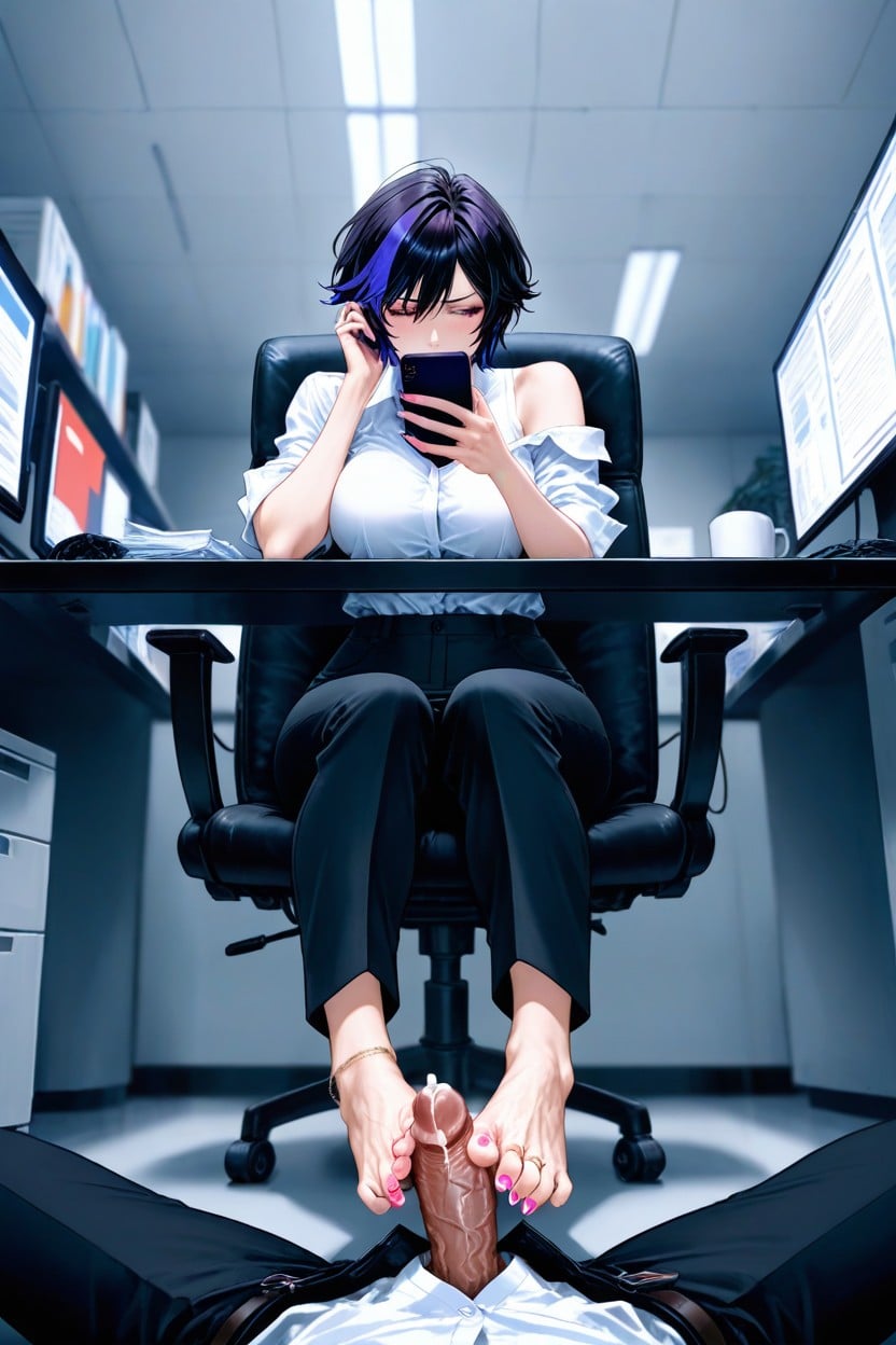 Footjob Under The Table, Detailed Photorealistic Feet, Long Claw Toenails Hentai AI Porn