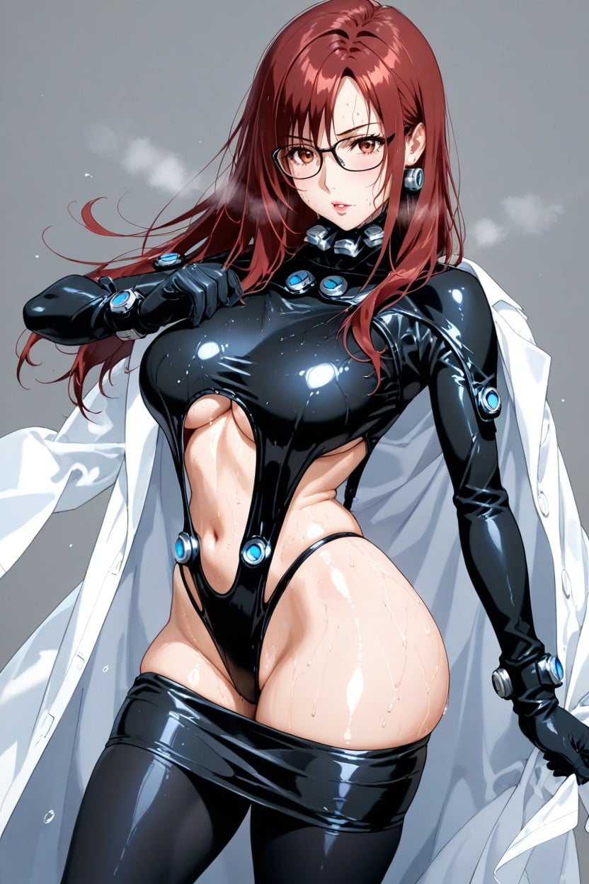 Thong, Hair Long, Grey Background Hentai AI Porn