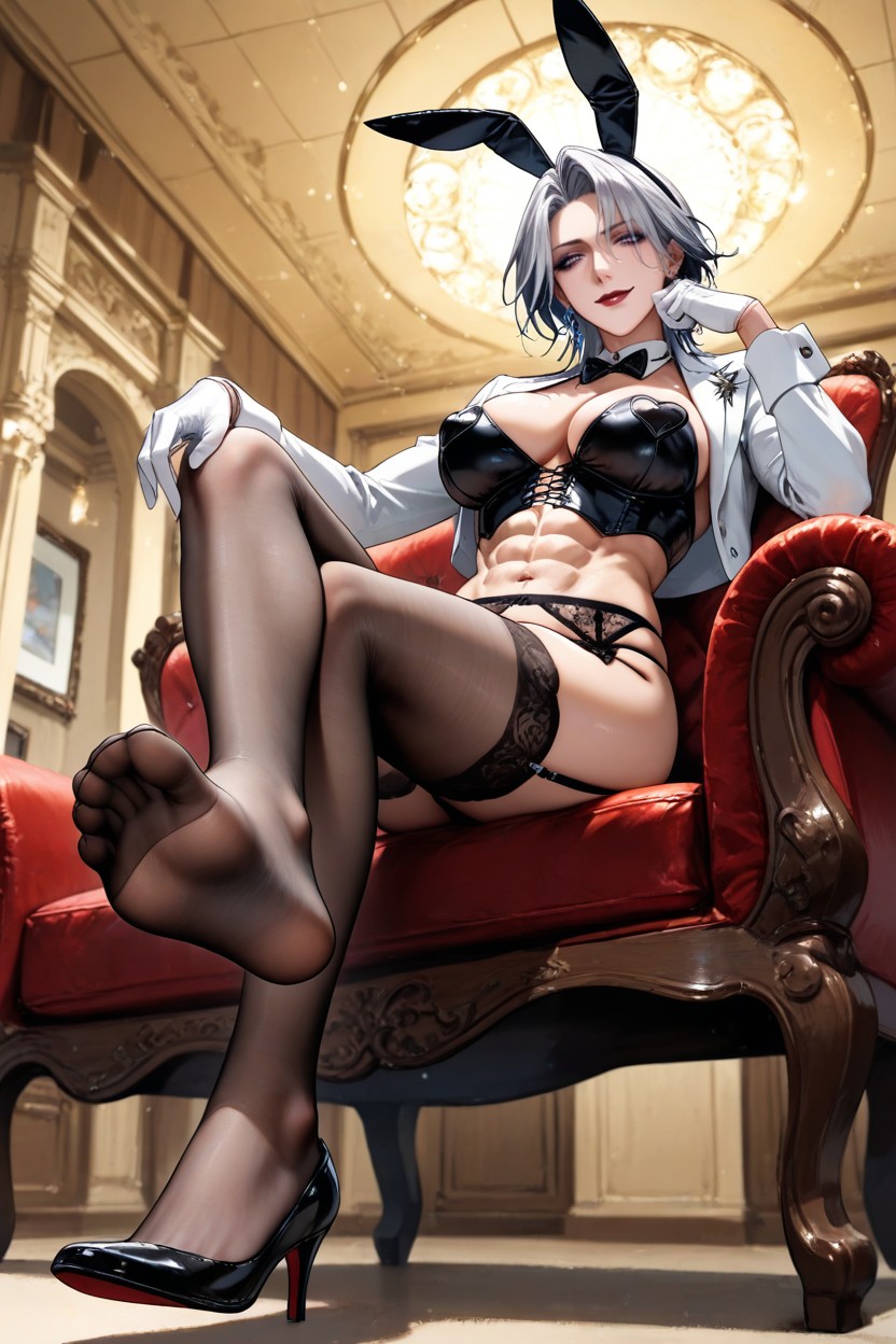 Bustier With Breast And Abs Expose, Look Down Upon Viewer, Slight Smirk Hentai IA