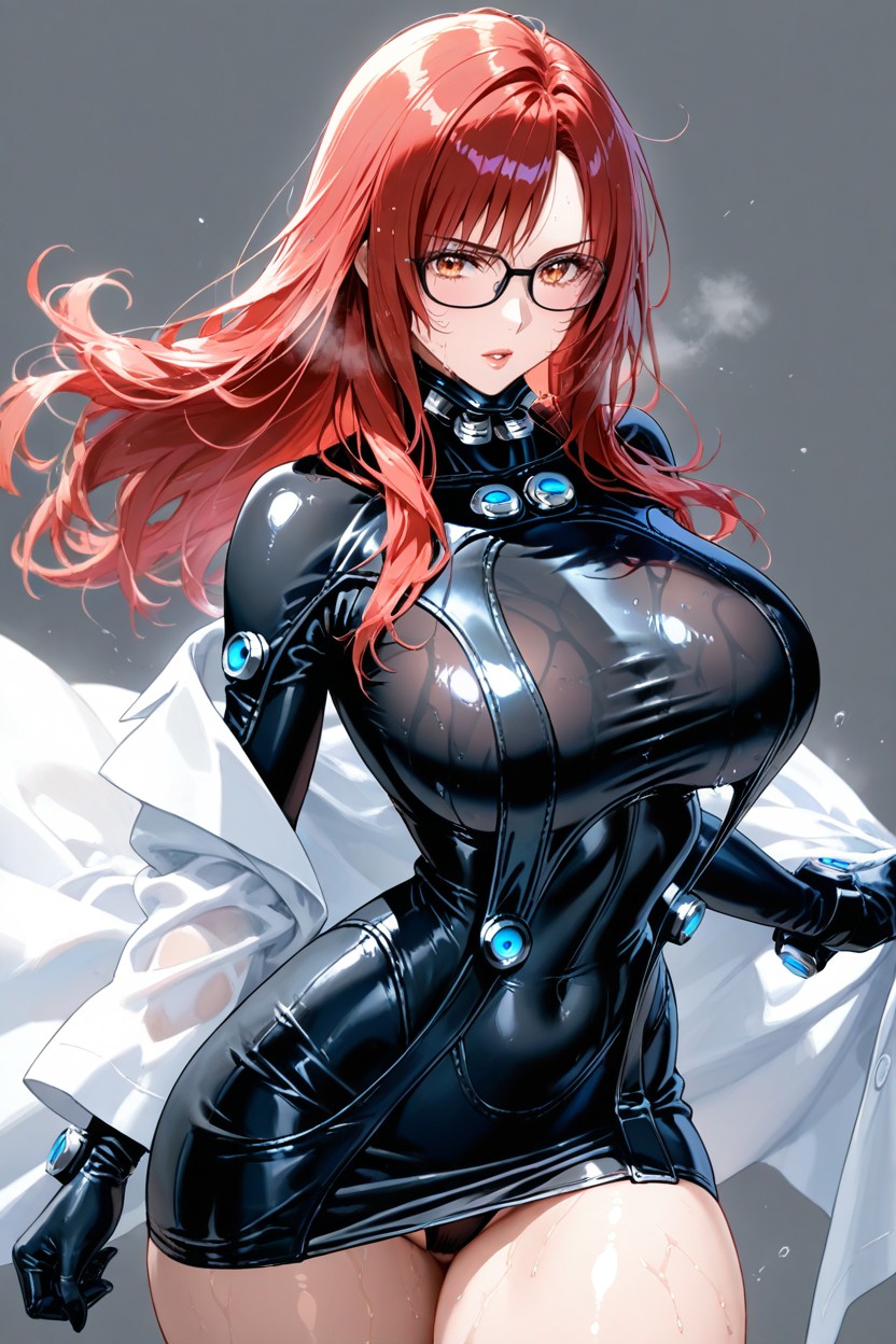 Hair Long, Gantz Suit, Grey Background Hentai AI Porn