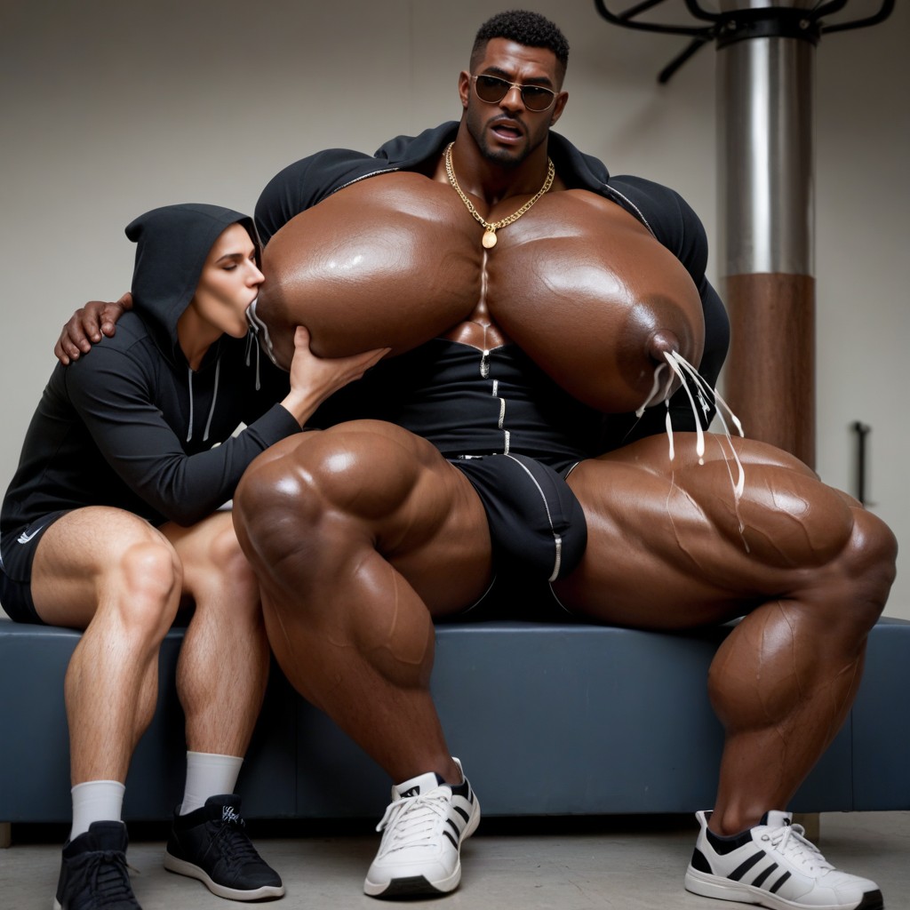 Sneakers, Tight Black Gym Sweats, Gigantic AI Gay Porn