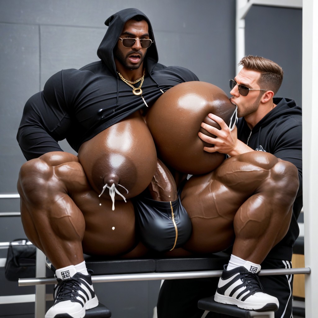 Hyper Round Ass, Hoodie Unzipped, Bling Jewelry AI Gay Porn