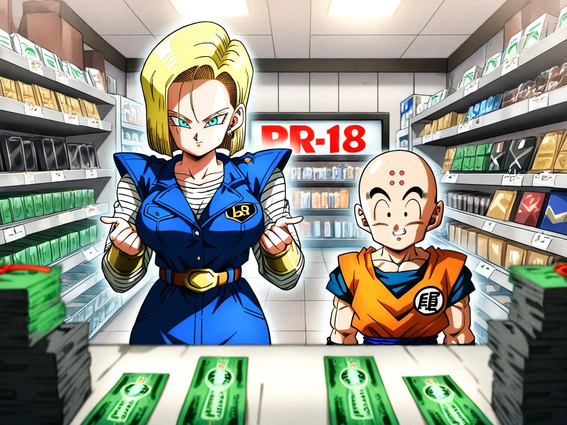 Breakman In The Foreground Is Kuririn From Dragon Ball Z, Man And Woman In A Clothing Store, Man And Woman In A Clothing Store Hentai AI Porn