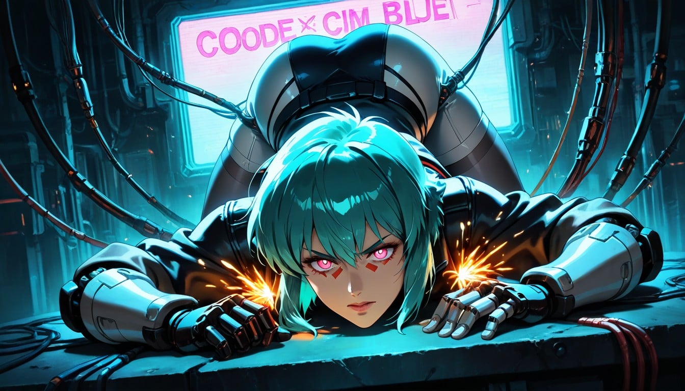 Pink Eyes, Expressive Outlines, Code Projections Hentai AI Porn