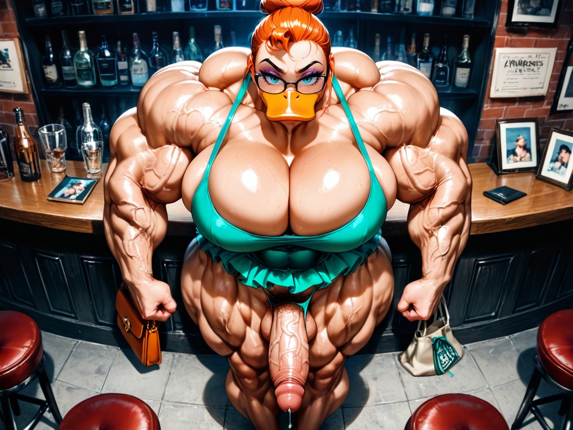 Breasts Squeezed Into Dress, Rounded Bimbo Breast Implants, Bar Hentai IA