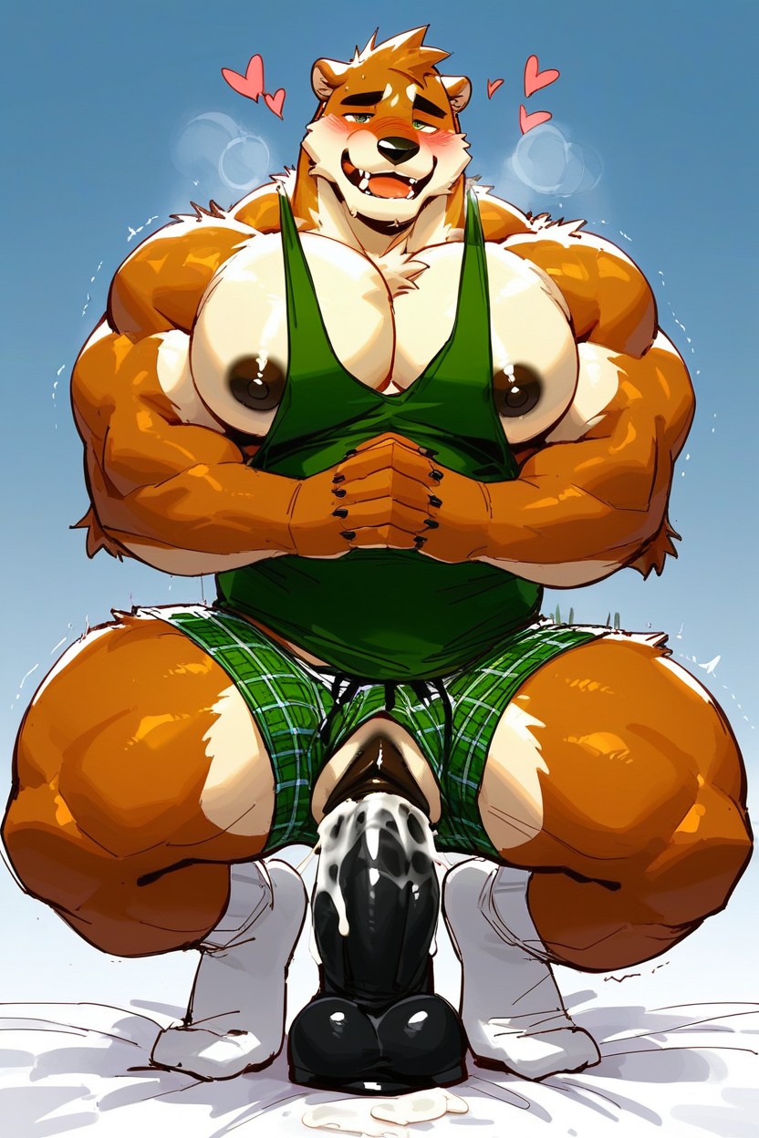 Full Body, Big Pecs, Love Hearts Furry AI Porn