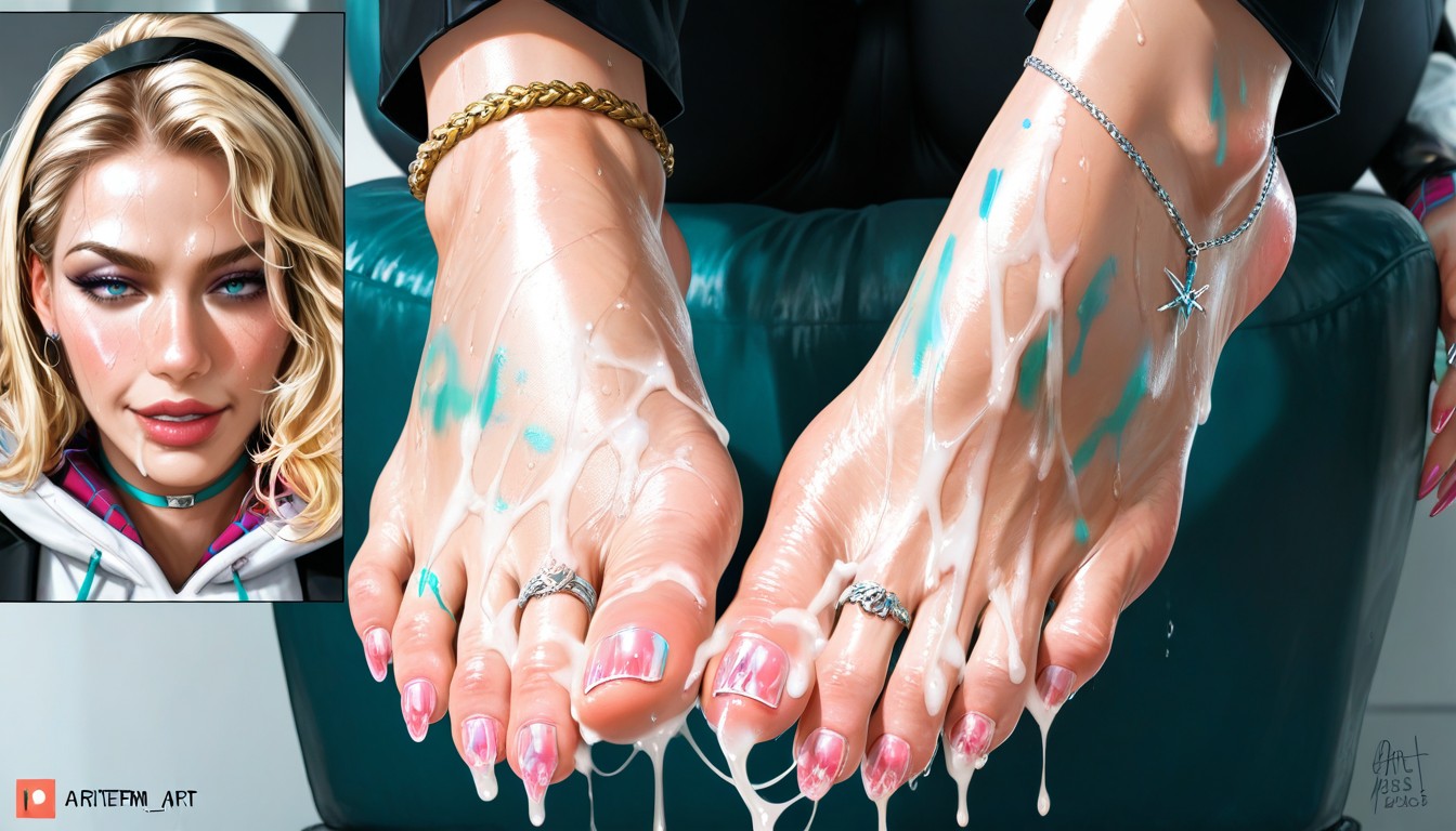 Glossy Intense Painted Toenails, Artgerm Art Style, Beautiful Long Feet Porno IA Hentai