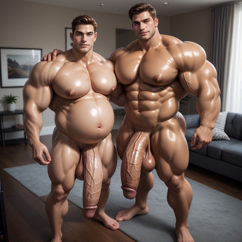 Cocks Touching, White Monster Cock, Erect Penis AI Gay Porn