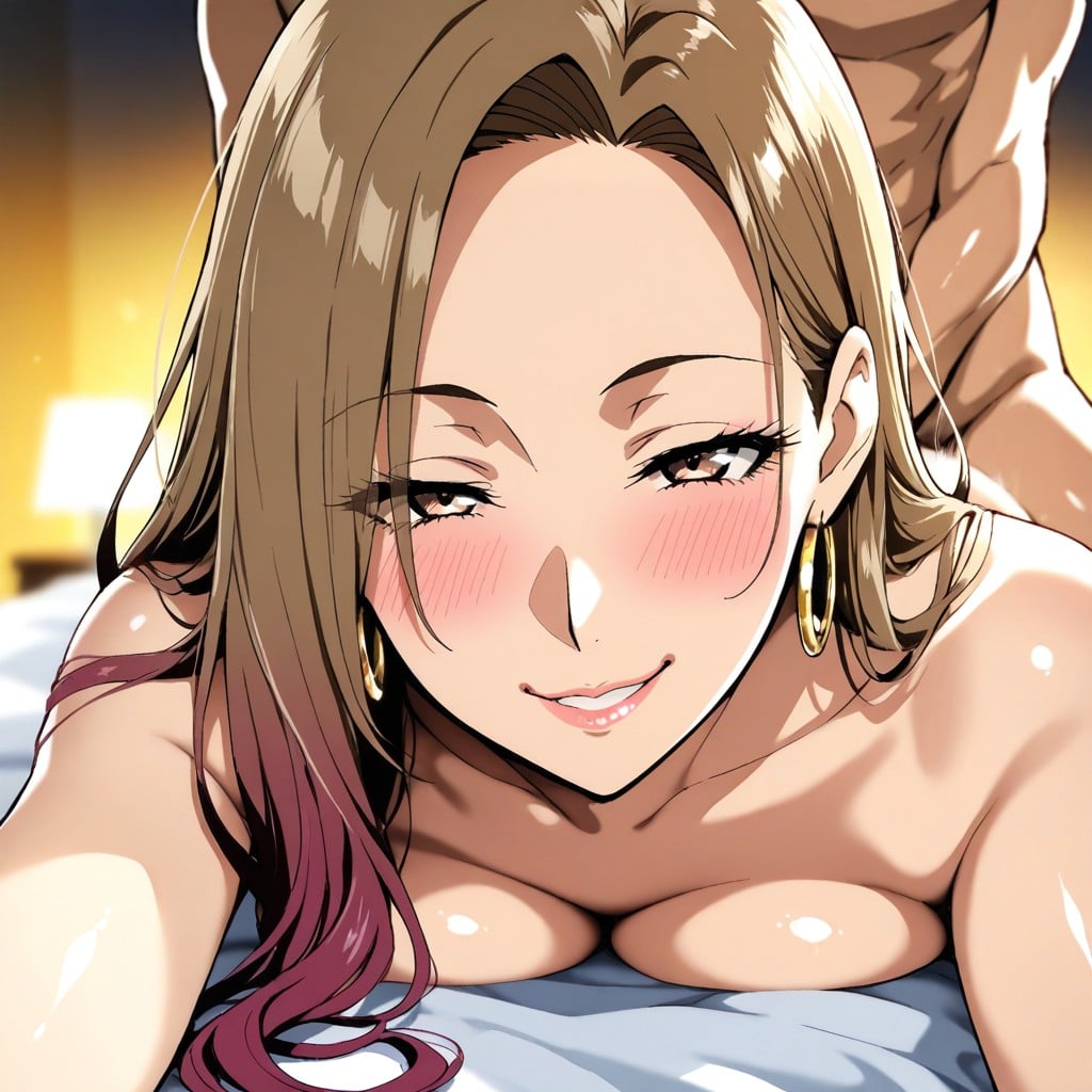 Posición Prona, Warm Color Palette, Her Lips Are Softly Curved And Naturally Tinted Porno IA