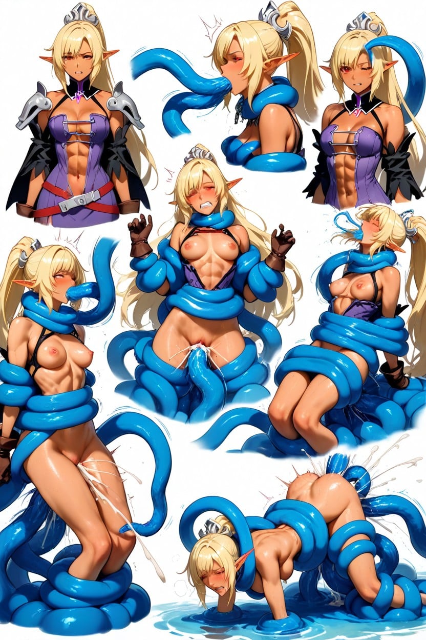 Small Breasts, Single Long Side Lock Falling Over The Right Side Of The Chest, Detailed Lighting Hentai AI Porn