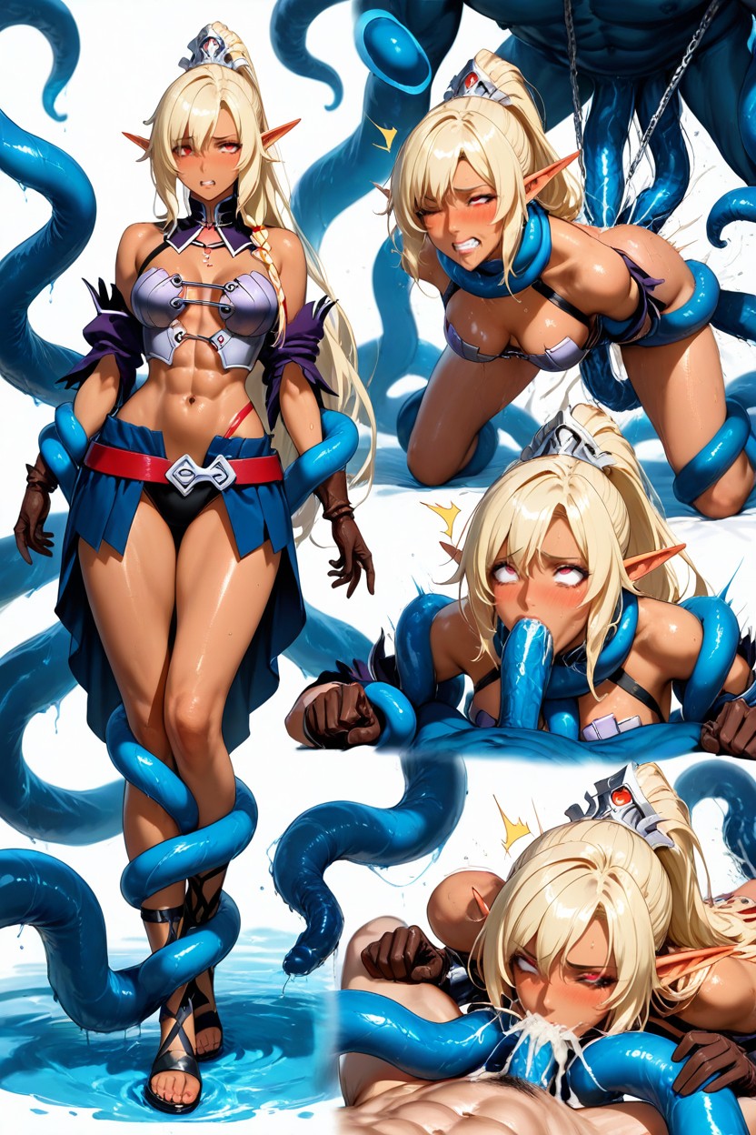 Fucked By Multiple Blue Water Tentacules, Triple Penetration, Restrained Porno IA Hentai