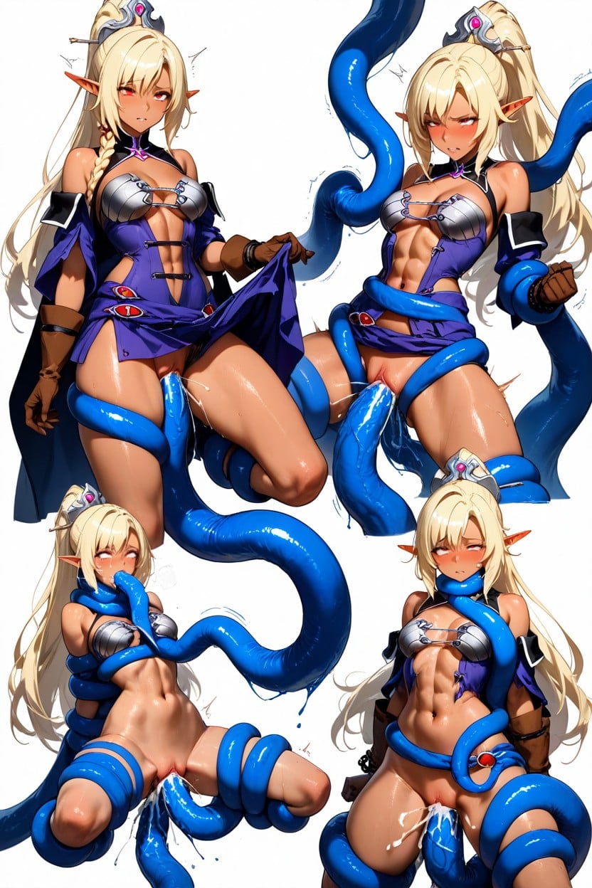 Dark Skin Elf, More Penetration, Fucked By Multiple Blue Water Tentacules Hentai AI Porn