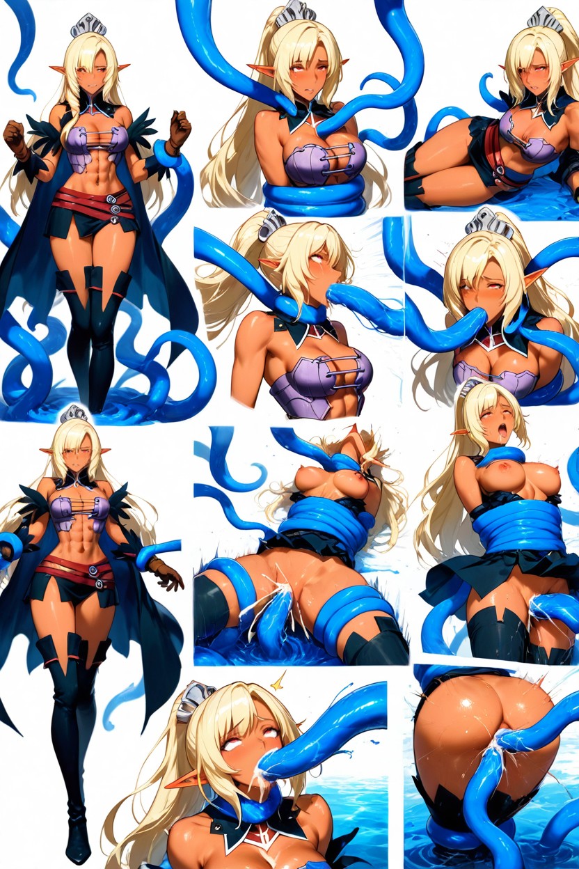 Deepthroat, Front Opened Black Lether Gothic Chest Armored, Choqué Porno IA Hentai