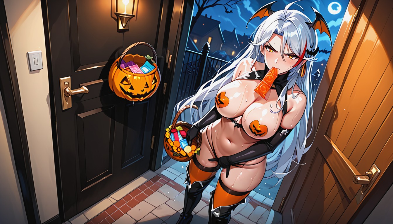 Black Elbow Gloves, Cinturón De Condones Usados, Elbow Gloves Hentai IA