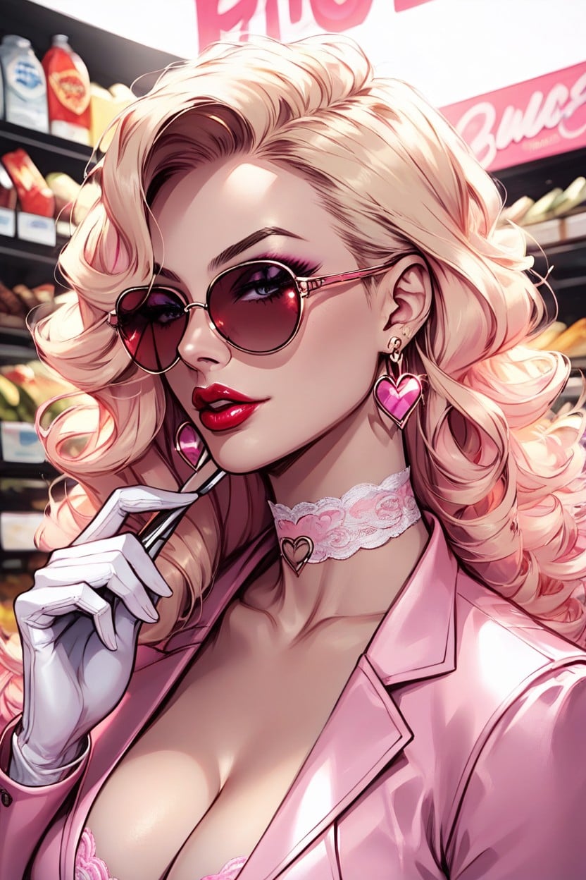 Sunglasses, White Gloves, Hourglass Figure Hentai IA