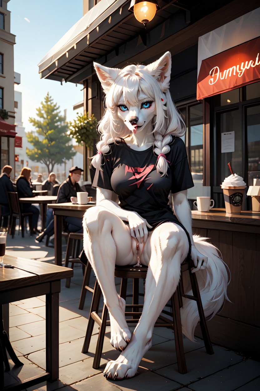 Dog, Table, Fluffy Cheek Fur Furry AI Porn