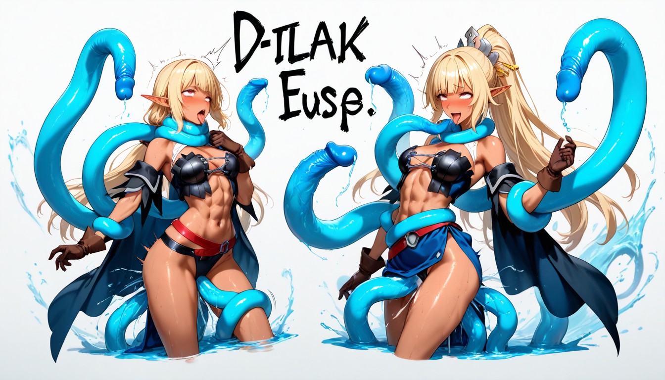 Fucked By Multiple Blue Water Tentacules, Ultra Detailed, Ahegao Hentai IA