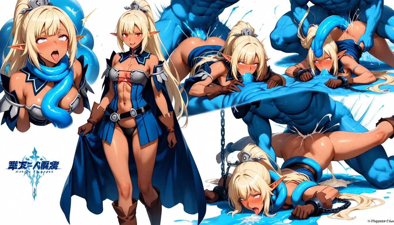 Dark Skin Elf, 小さなお尻, Red Strap ヘンタイAIポルノ