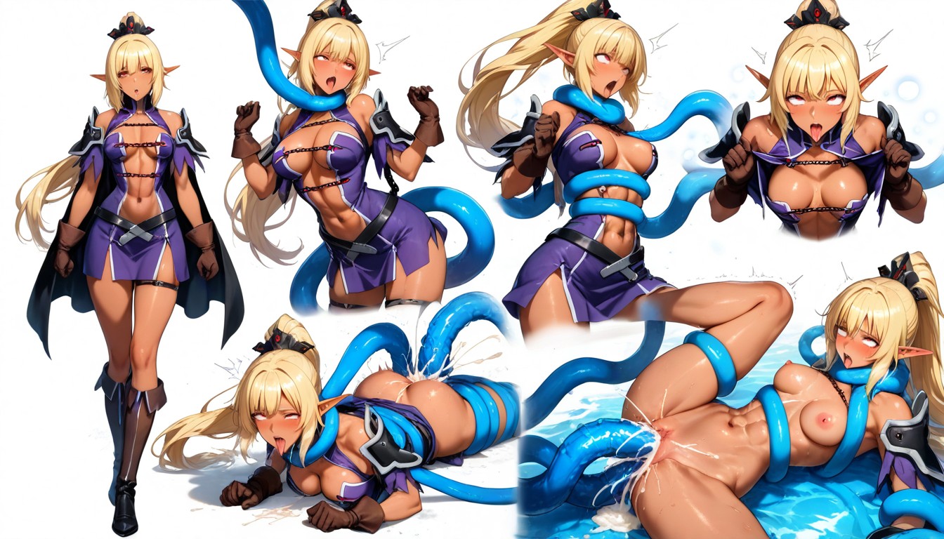 Ahegao, Single Long Side Lock Falling Over The Right Side Of The Chest, Detailed Lighting Porno IA Hentai
