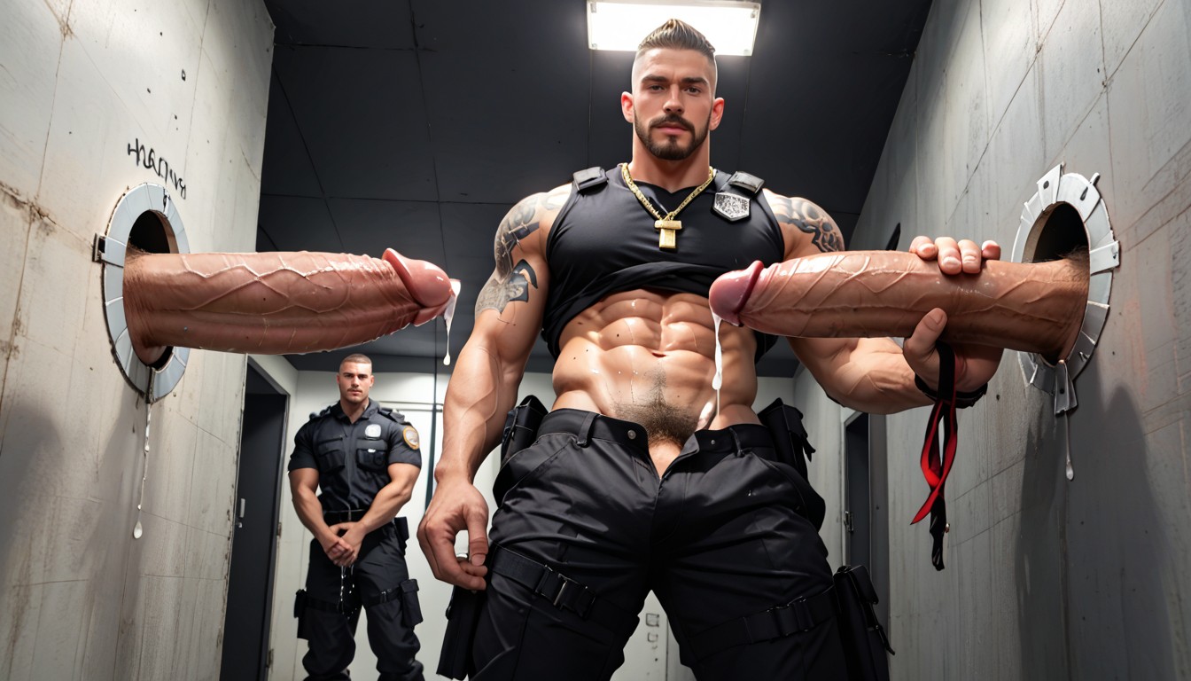 Gold Necklace, Gods Of Thunder As Virile Fit Male Modern Warrior, Serious Tops AI Gay Porn