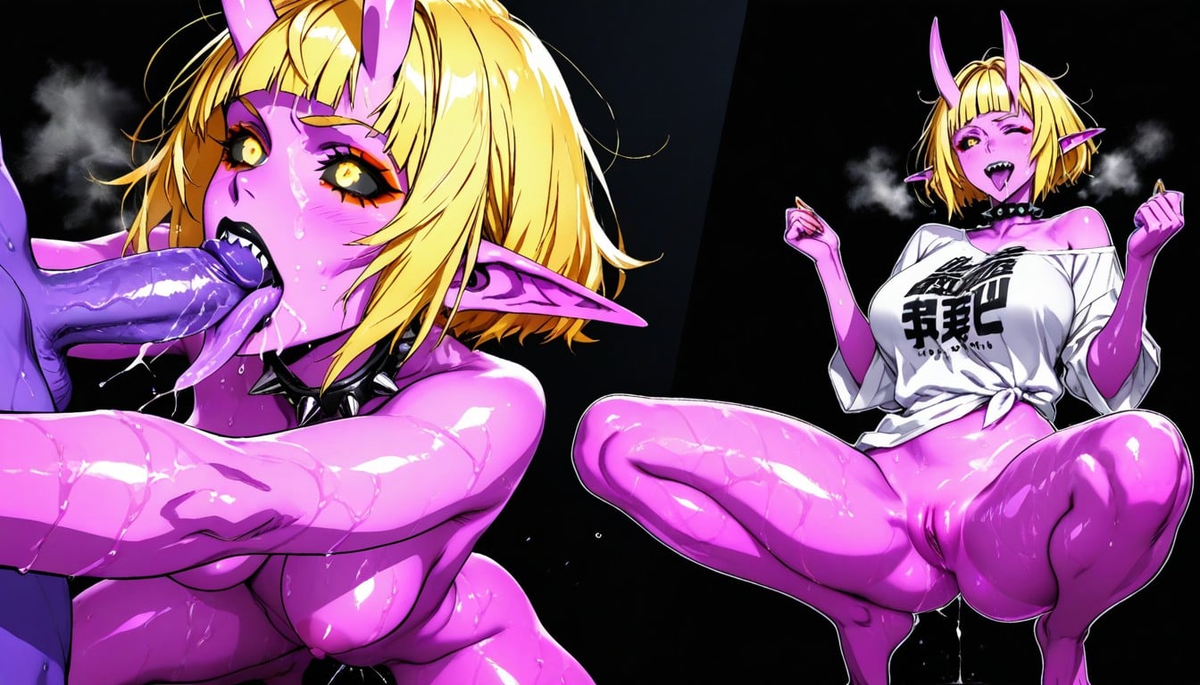 Very Long Elf Ears, Black Lips, No Panties Hentai AI Porn