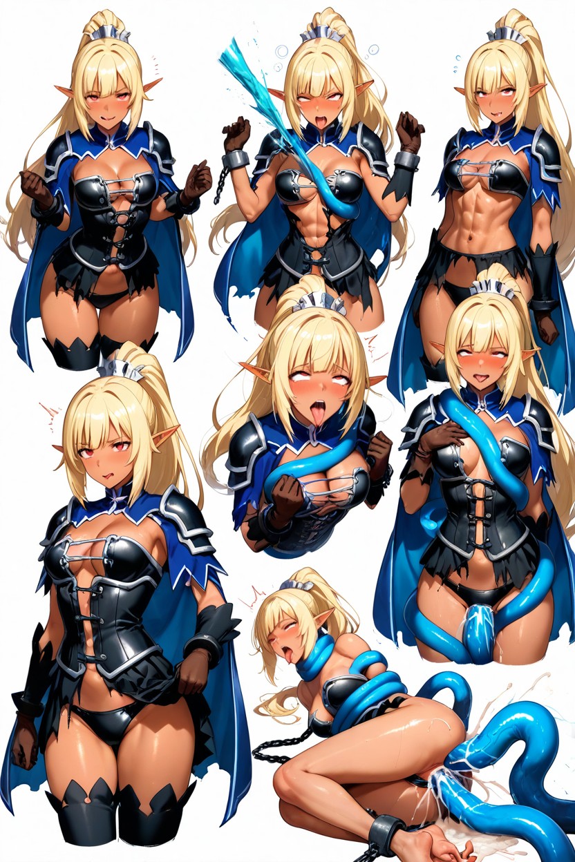 Platine Blonde Hair, Red Eyed, Chained Hentai AI Porn