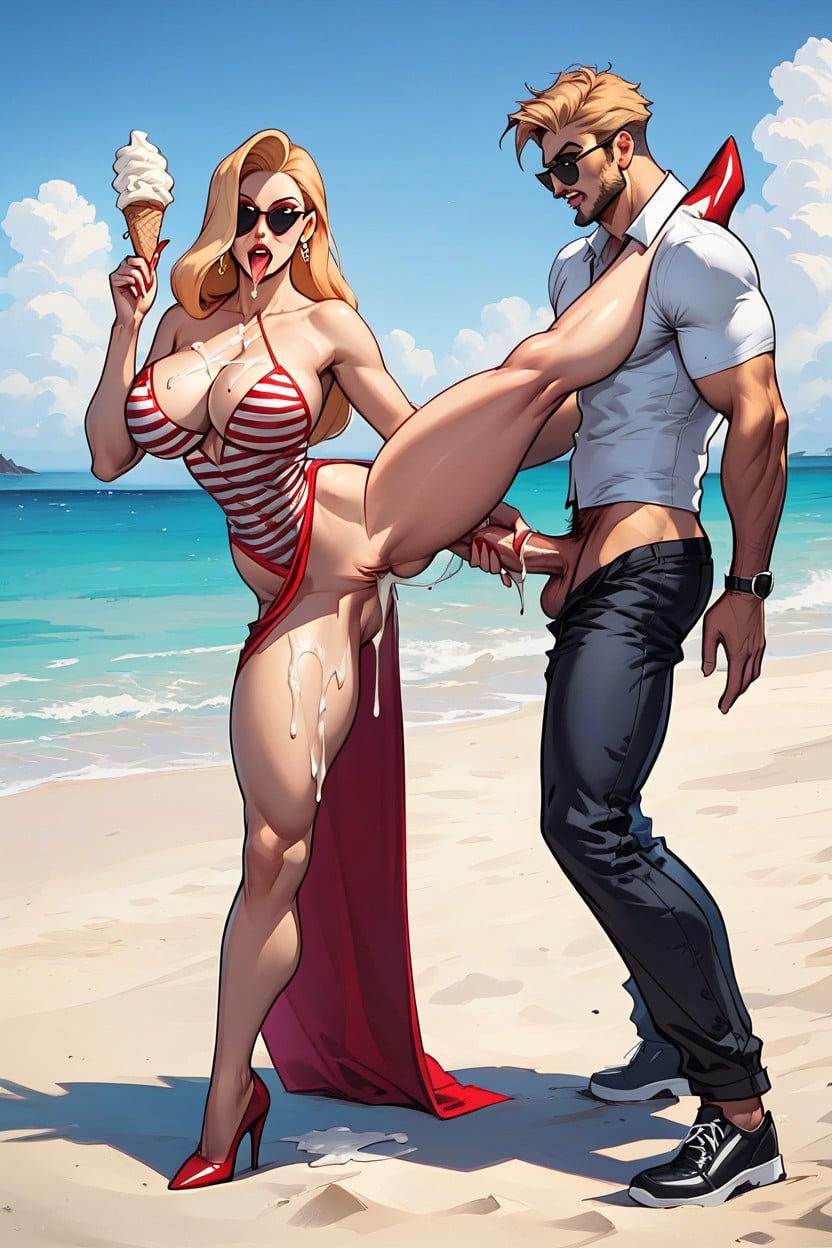 Cleavage, Holding Ice Cream, 顏射 AI黃漫
