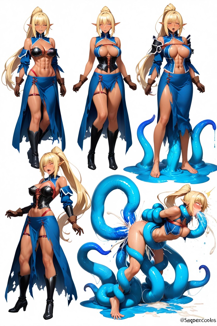 Fucked By Multiple Blue Water Tentacules, Cum Splash, Line Hierarchy Porno IA Hentai