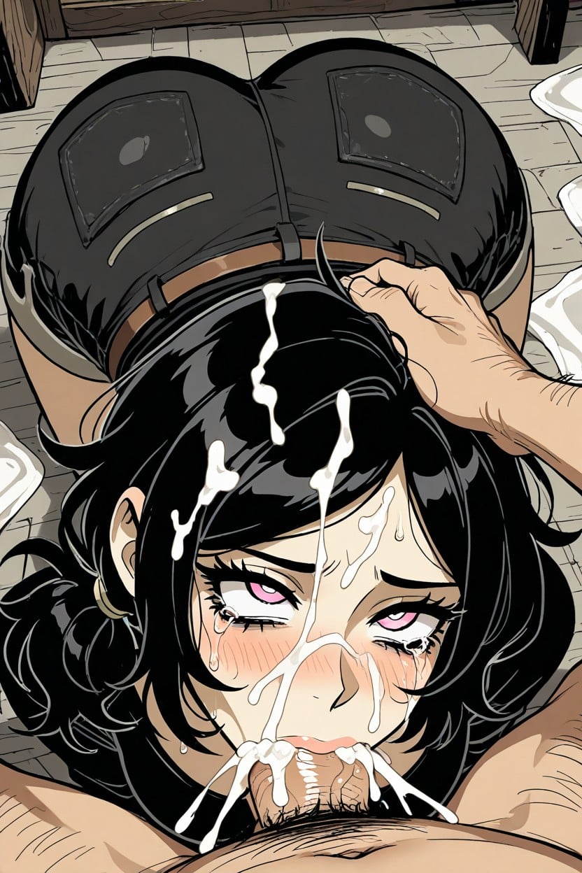 Hand On Head, Deep Throat, His Hand On Her Head Hentai AI Porn
