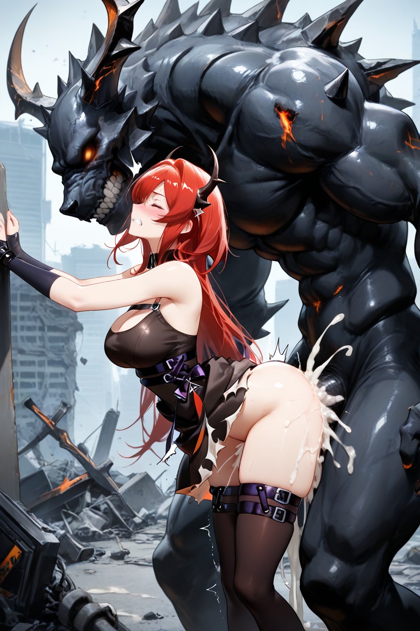 Müdes Gesicht, Destroyed, Doggy Style Hentai KI Porno