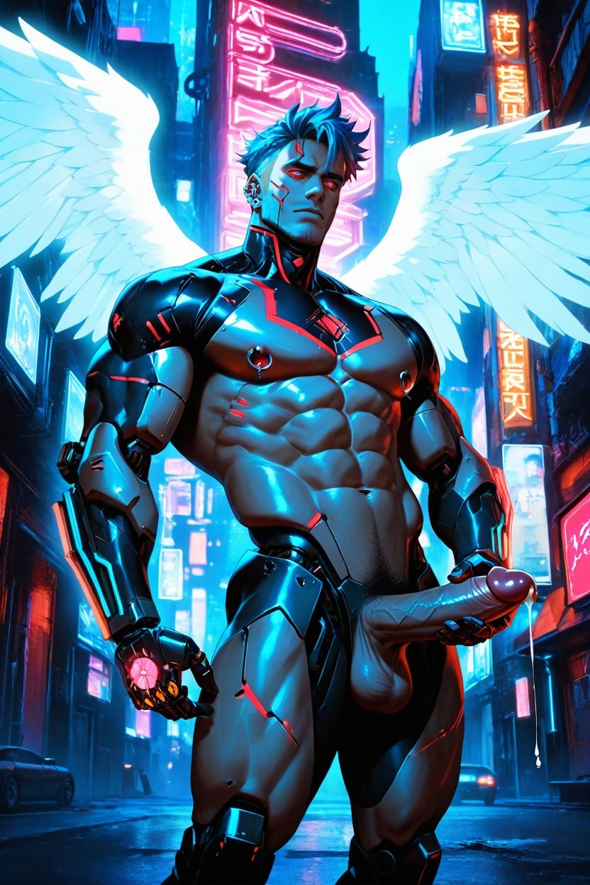 High Resolution, Futuristic City Setting, Metal Piercings AI Gay Porn