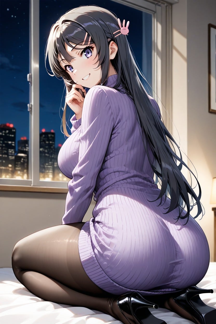 Lilac Dress, Sitting Down, 25+ Hentai AI Porn