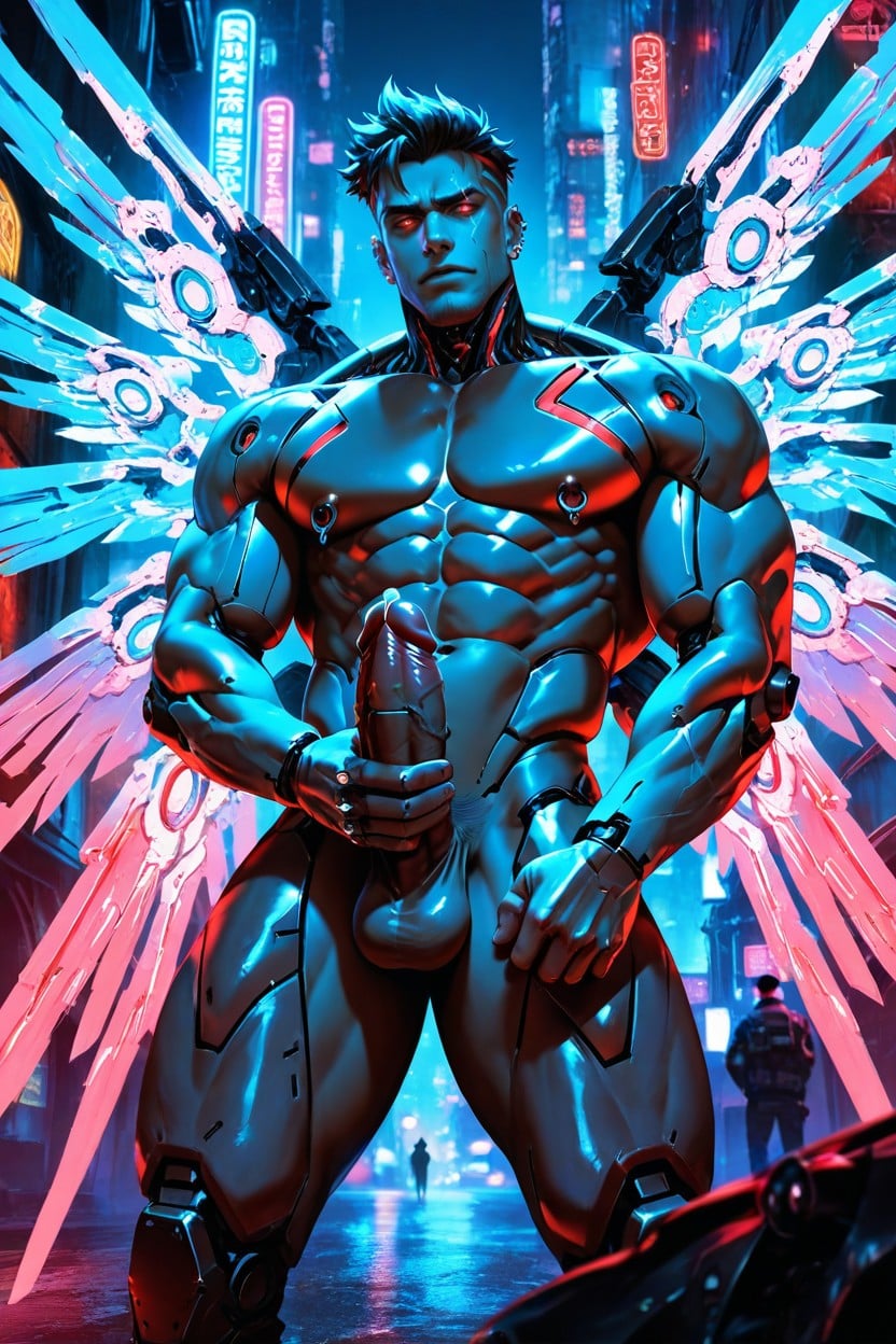 Cosplaying As Sukuna, Blue And Pink Color Grading, Glistening Precum AI Gay Porn