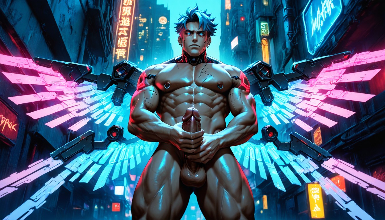 Urban Cyberpunk Street Background, High Resolution, Fit AI Gay Porn