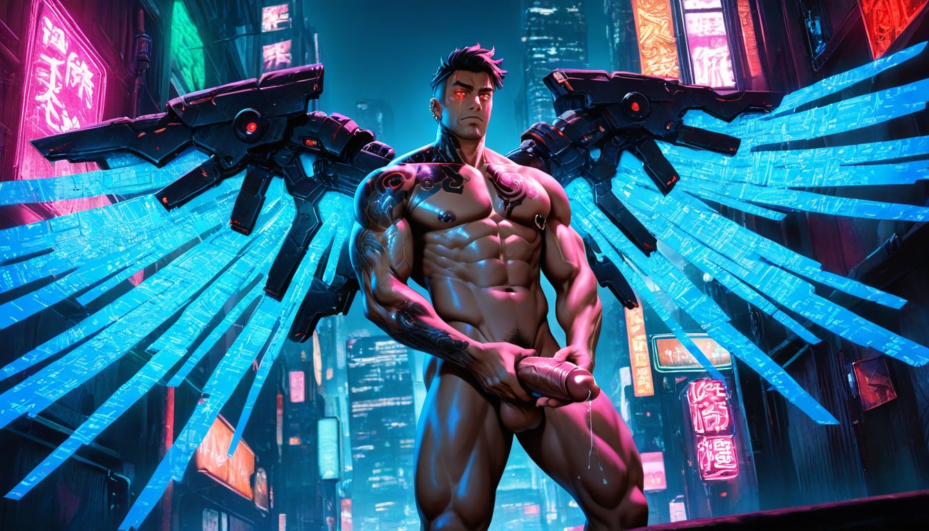 Naked From Waist Down, Digital Art, Dystopian Atmosphere AI Gay Porn