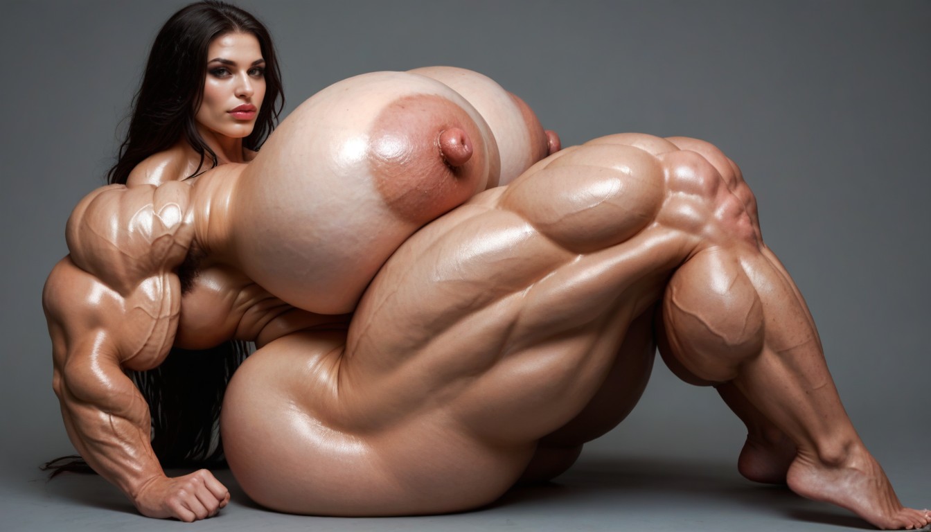Boobs Pushed Up, Hyper Gigantic Nipples, Round Perky Boobs AI Porn