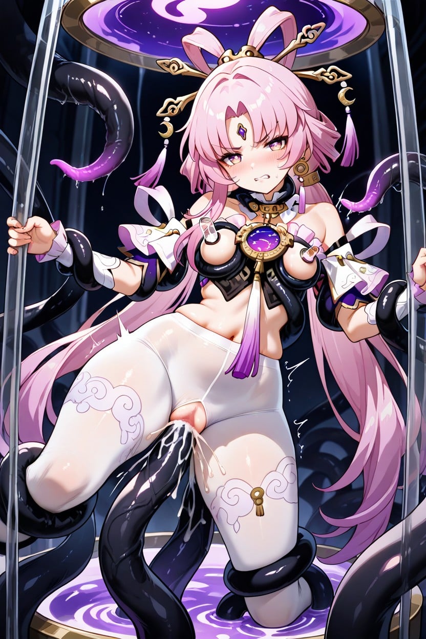 Tentacles Around Belly, Small Breasts, Milking Machine Hentai AI Porn
