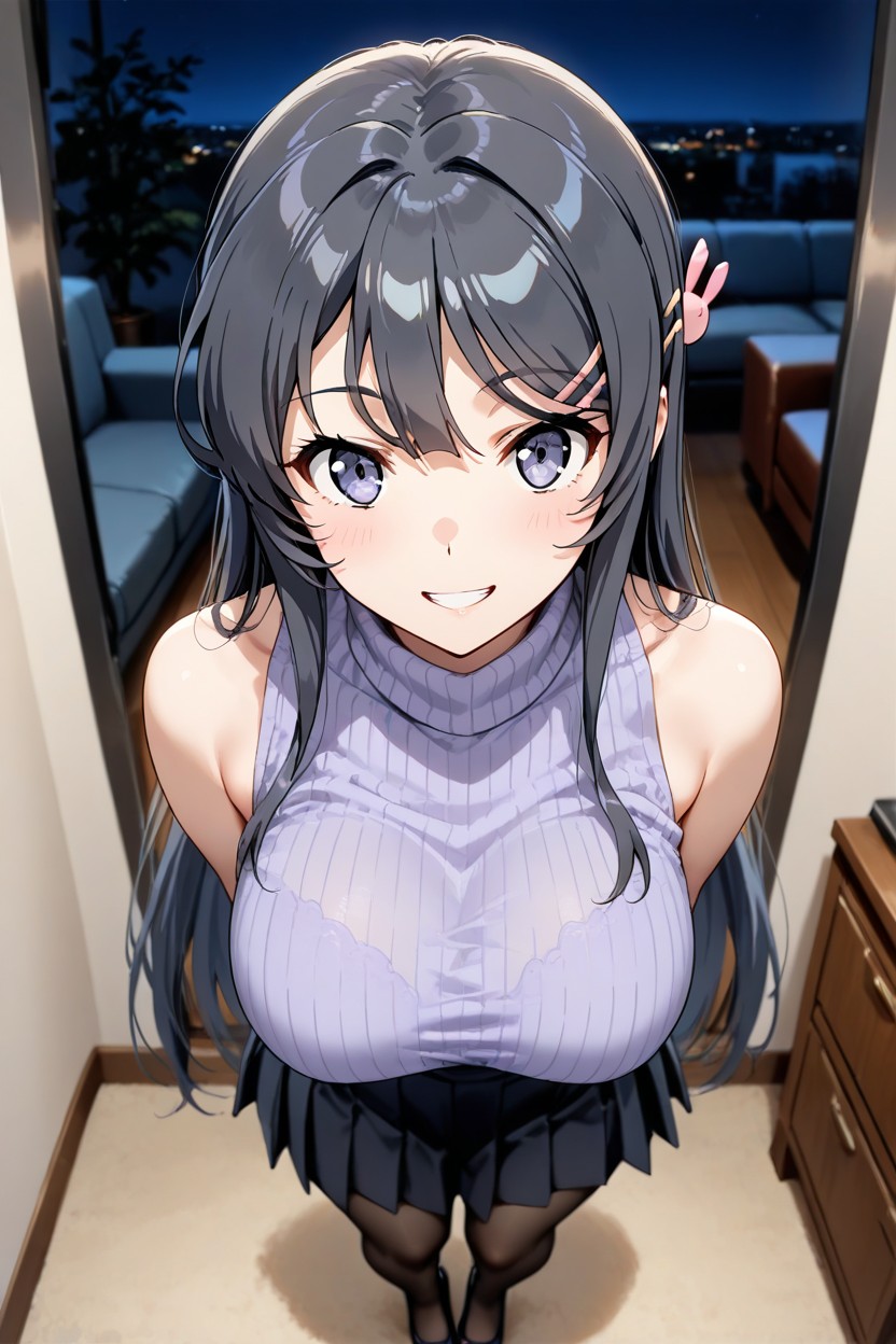 Living Room, Straightened Hair, Straight Back Hentai AI Porn