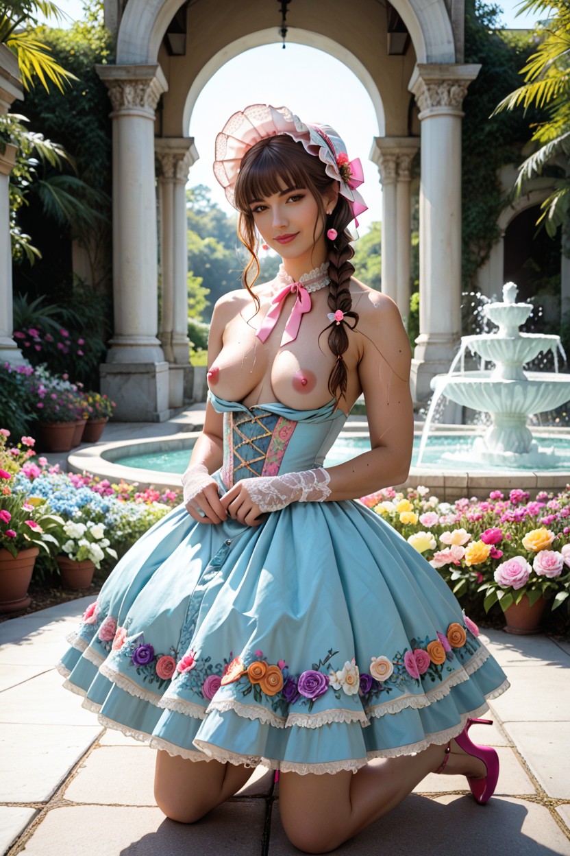 Colorful Lace Gloves, Lace Panties Exposed, Colorful Flowers Hentai AI Porn