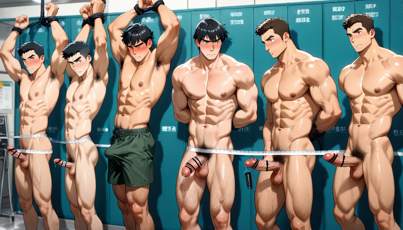 Looking Tense And Embarrassed Their Arms Are Raised, Their Penises Are Flaccid For Efficiency, 18+ AI Gay Porn