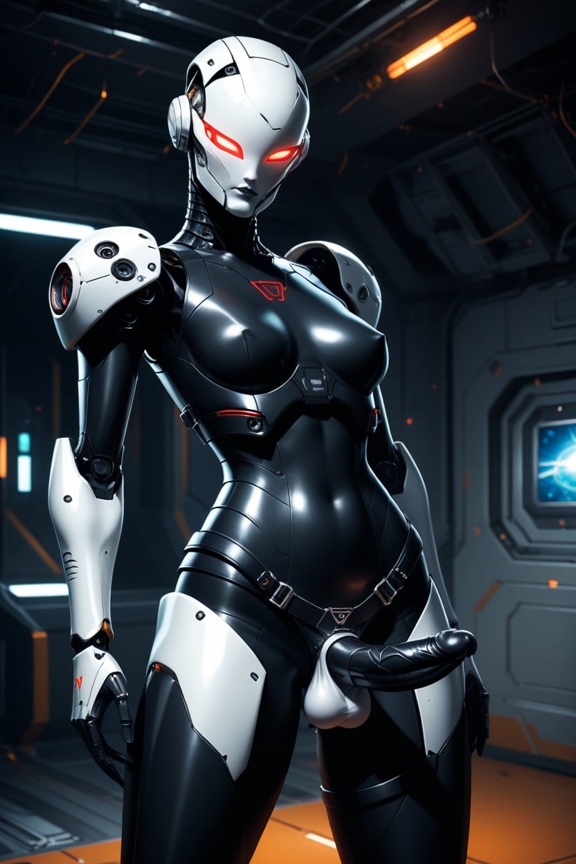 Balls Bulge, Robotic Body, Expressionless Shemale AI Porn