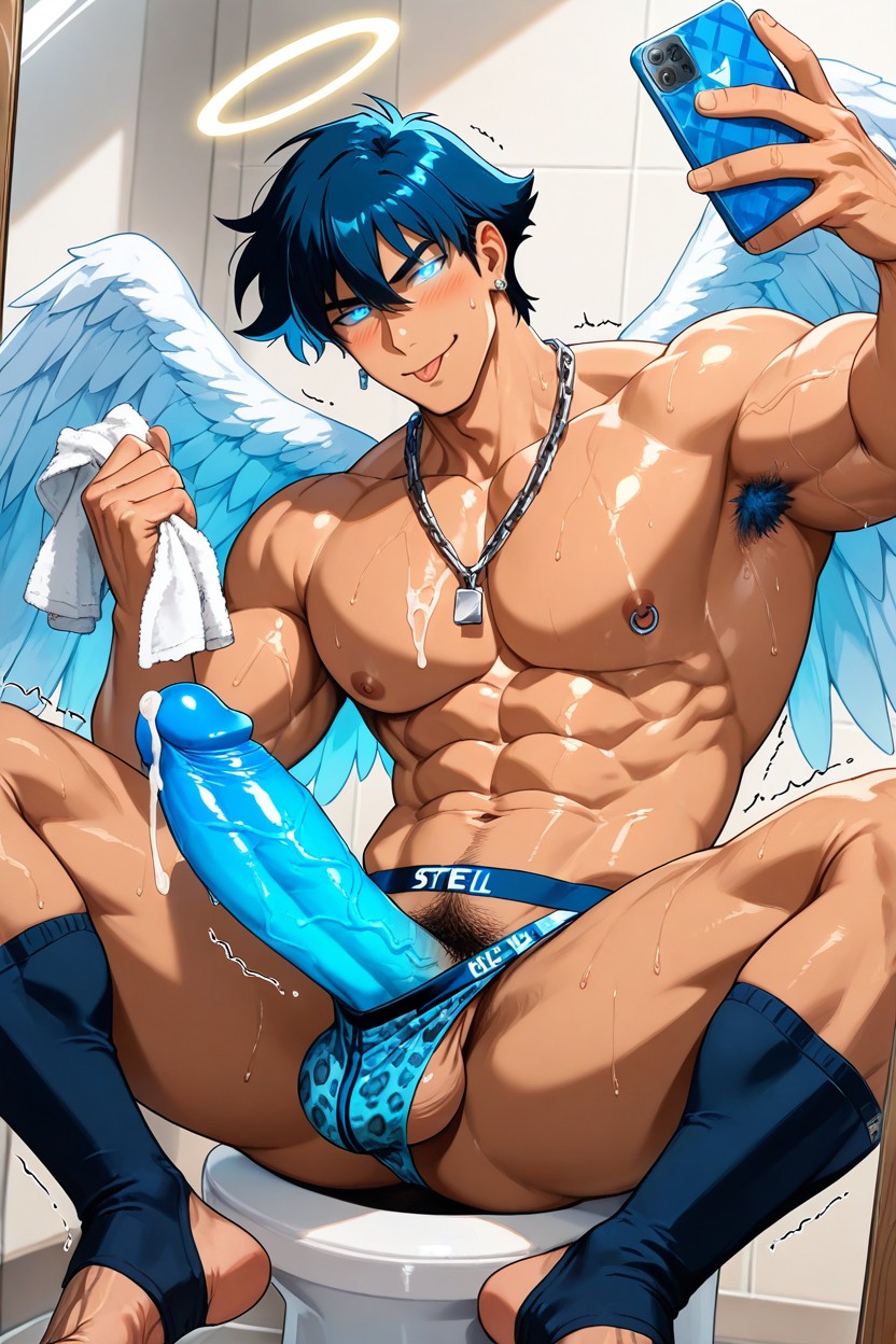 Leopard Spots Underwear Pulled Down, Uncensored, Large Pectorals AI Gay Porn