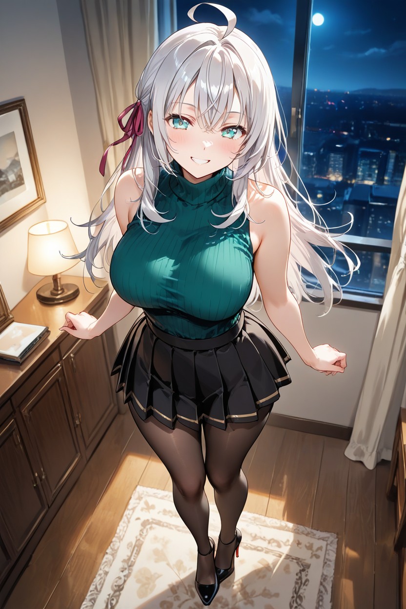 Straight Back, Night, Very Long Hair Hentai AI Porn