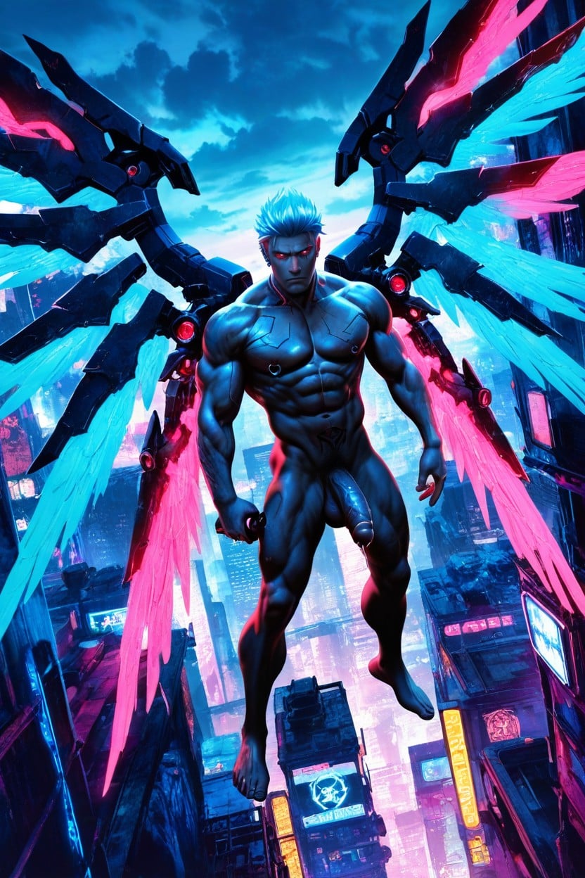 Detailed Skin Texture, Nipple Rings, Futuristic City Setting AI Gay Porn