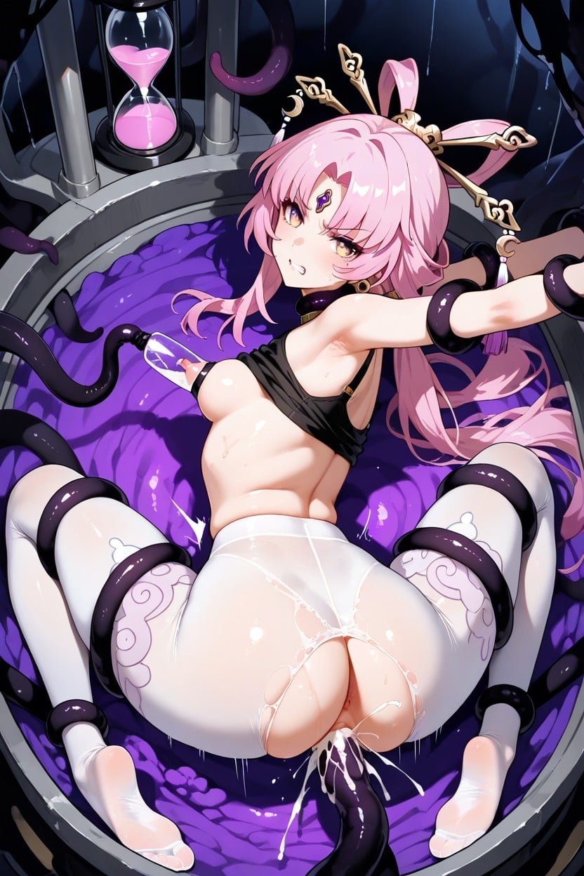 Head Tilt, Pink Hair, Tentacles Around Body Hentai IA