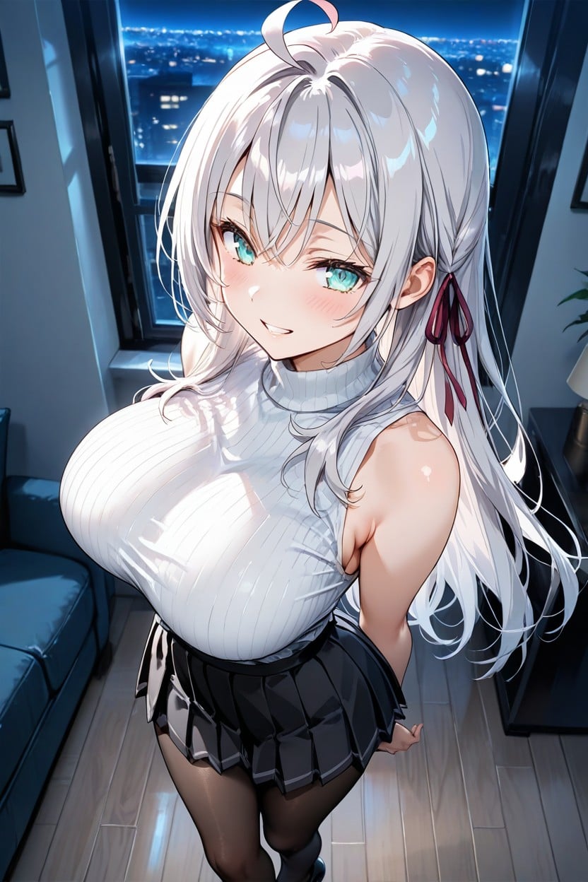 Straight Back, Living Room, Rounded Breast Hentai AI Porn