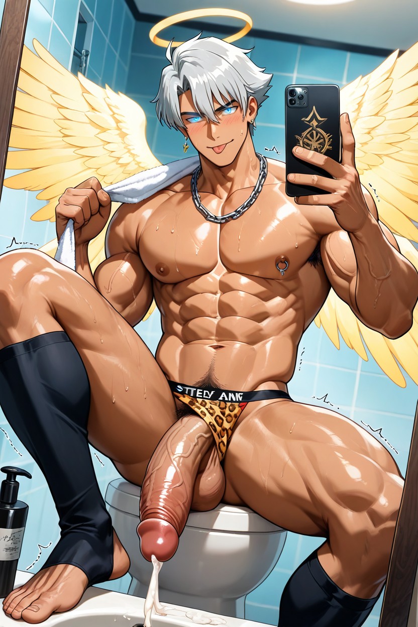 Smile, Cellphone, Cumshot AI Gay Porn