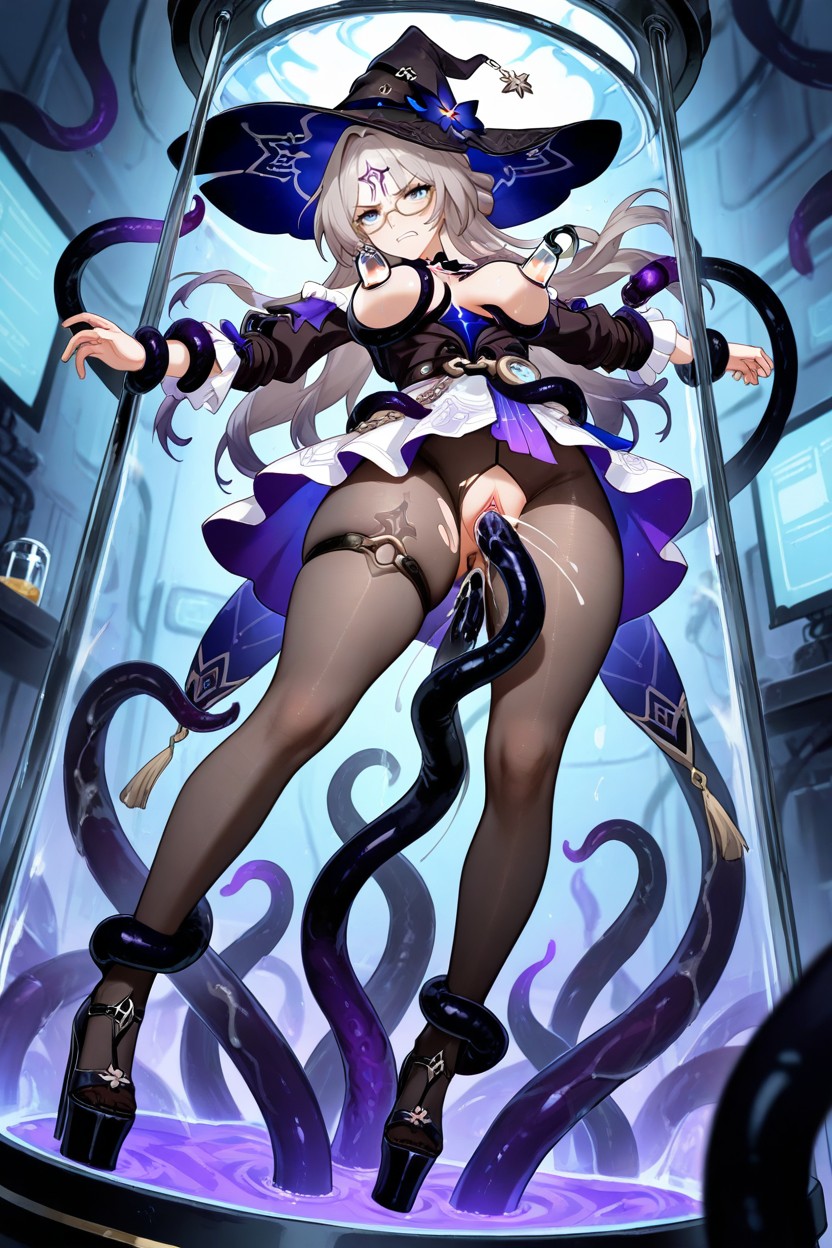 Double Penetration, Glasses, Milking Machine Hentai AI Porn