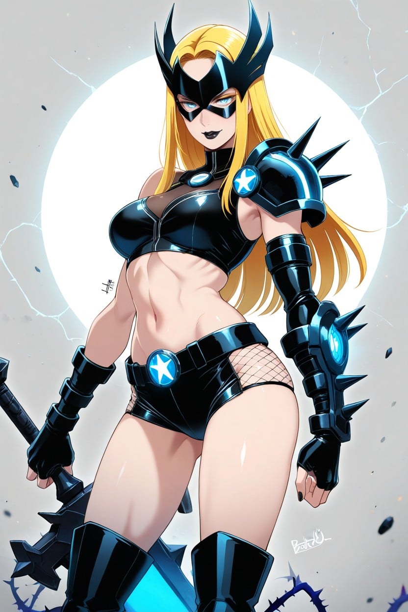Only Full Knight Lamellar Right Arm Armor, Bare Left Shoulder, Bangs Hentai AI Porn